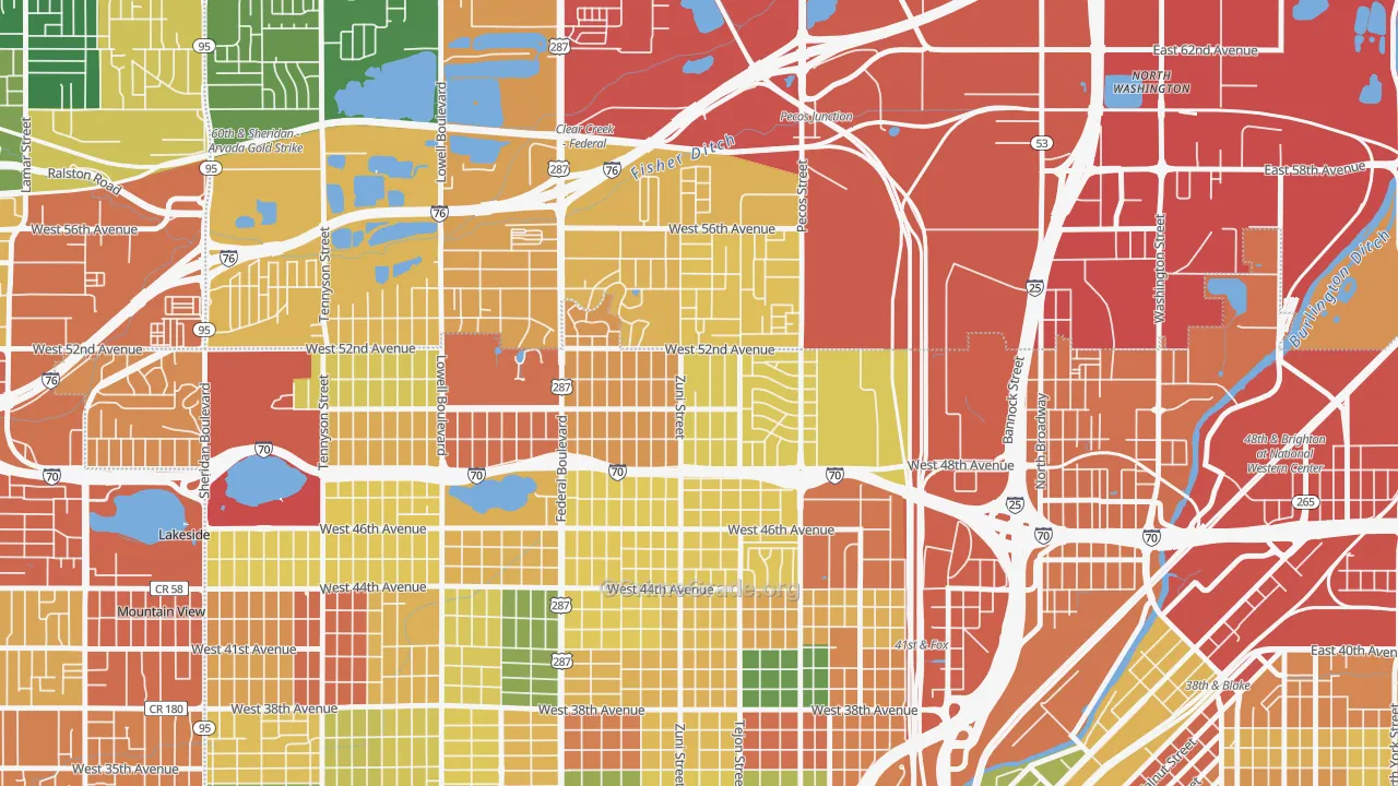 Chaffee Park, Denver, CO Map of Theft Rates