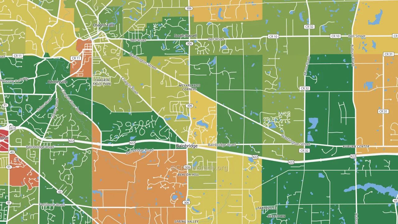 Chagrin Falls, OH Map of Theft Rates