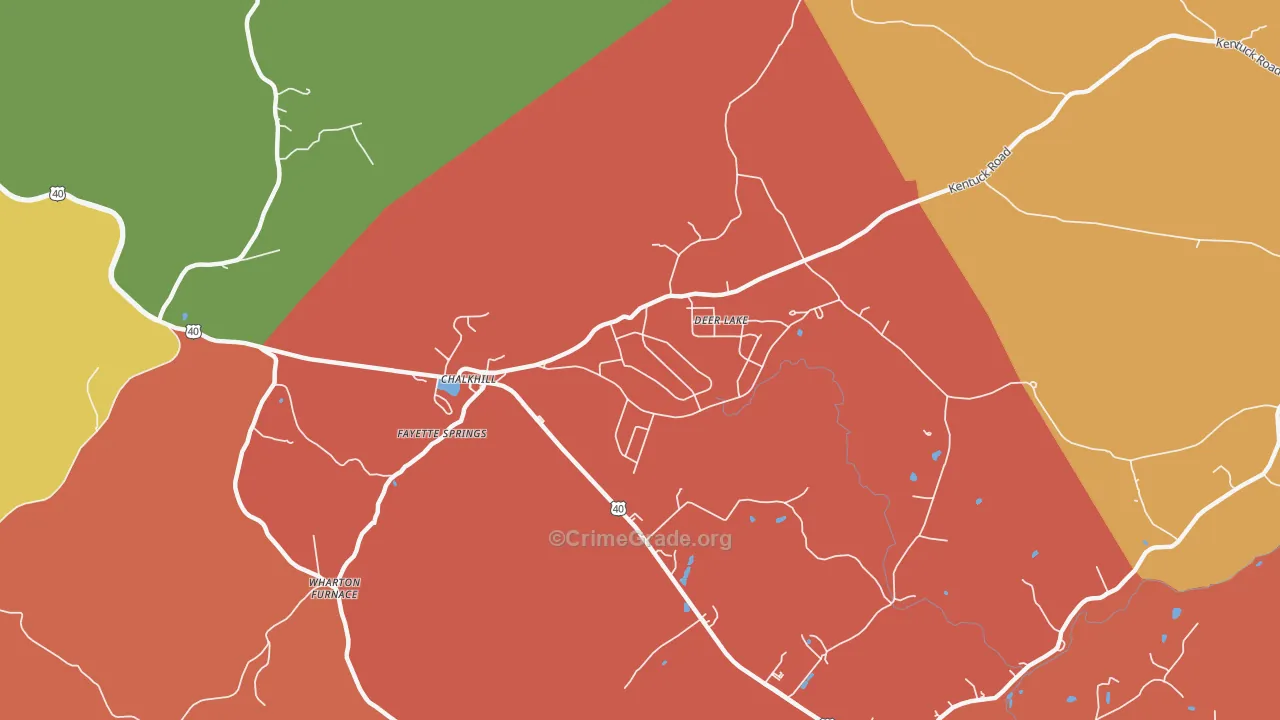 Chalkhill, PA Map of Theft Rates