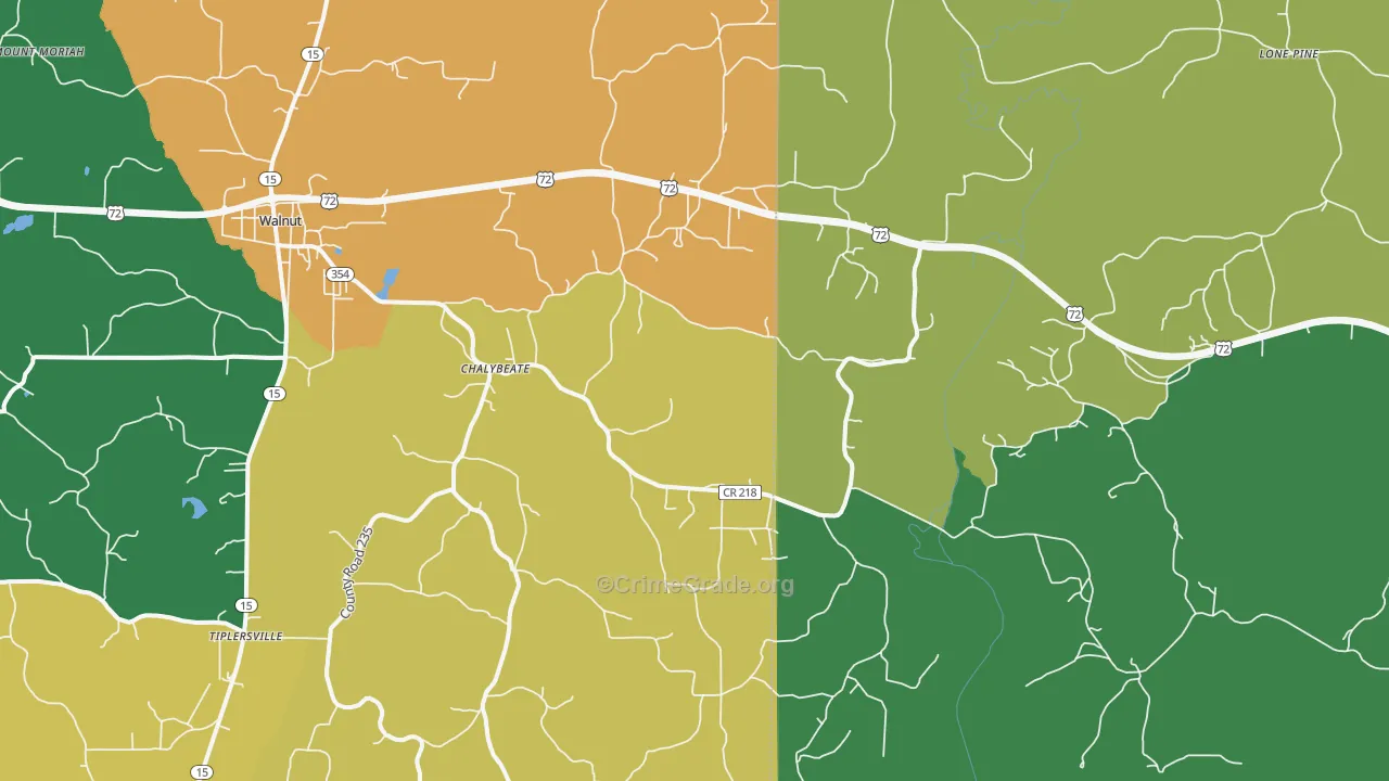 Chalybeate, MS Map of Theft Rates