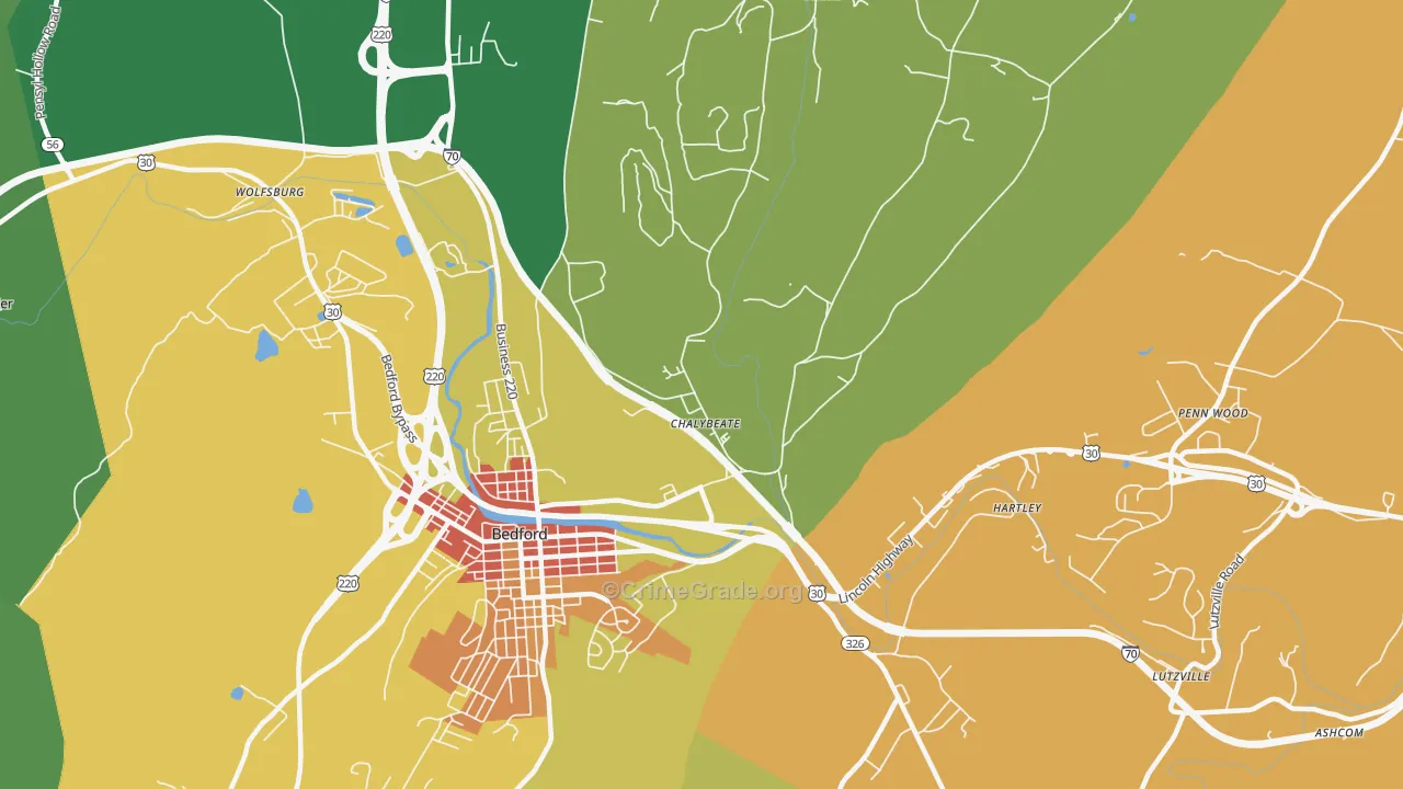 Chalybeate, PA Map of Theft Rates