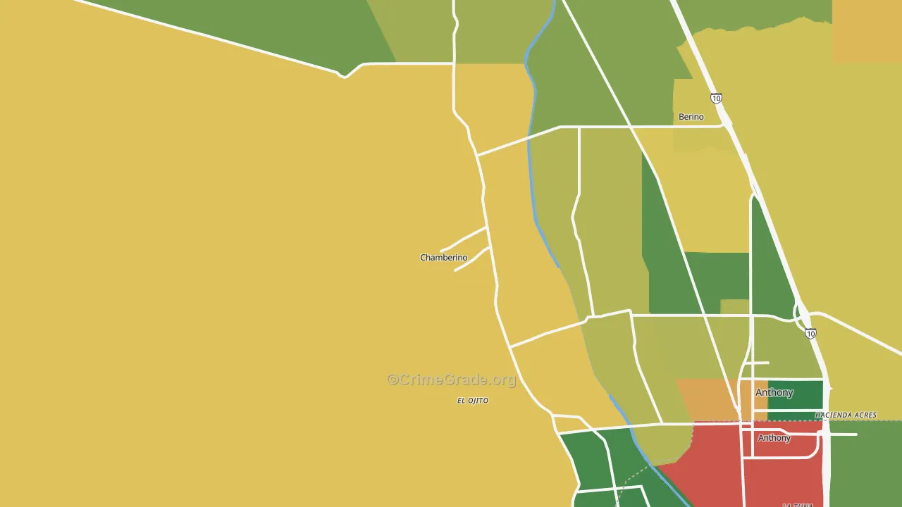 Chamberino, NM Map of Theft Rates