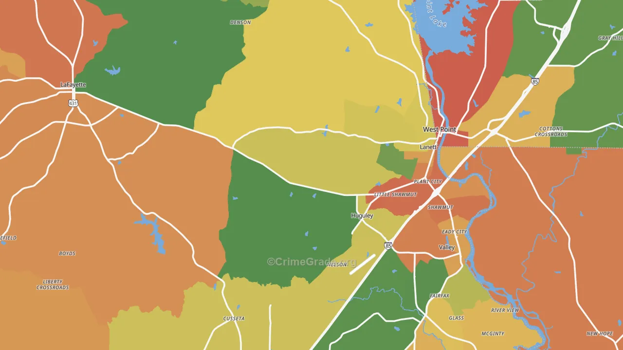 Chambers County, AL Map of Theft Rates
