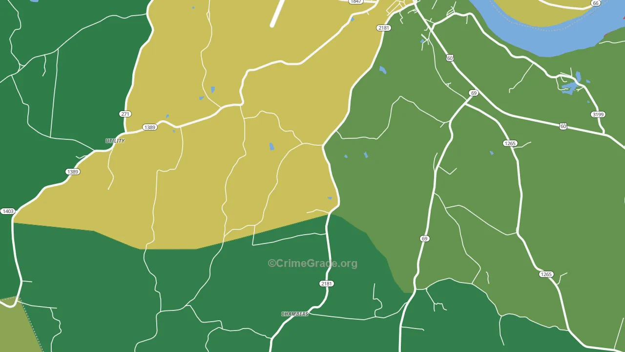 Chambers, KY Map of Theft Rates