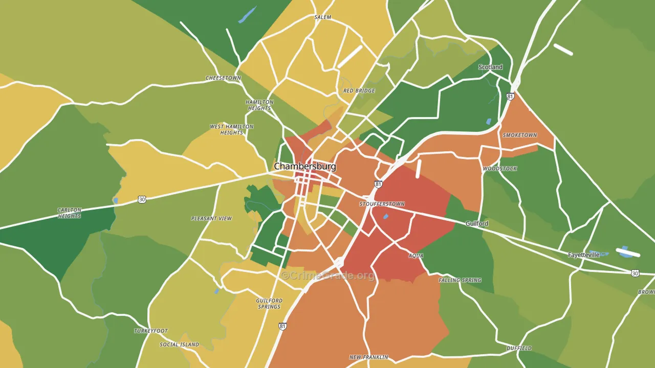 Chambersburg, PA Map of Theft Rates
