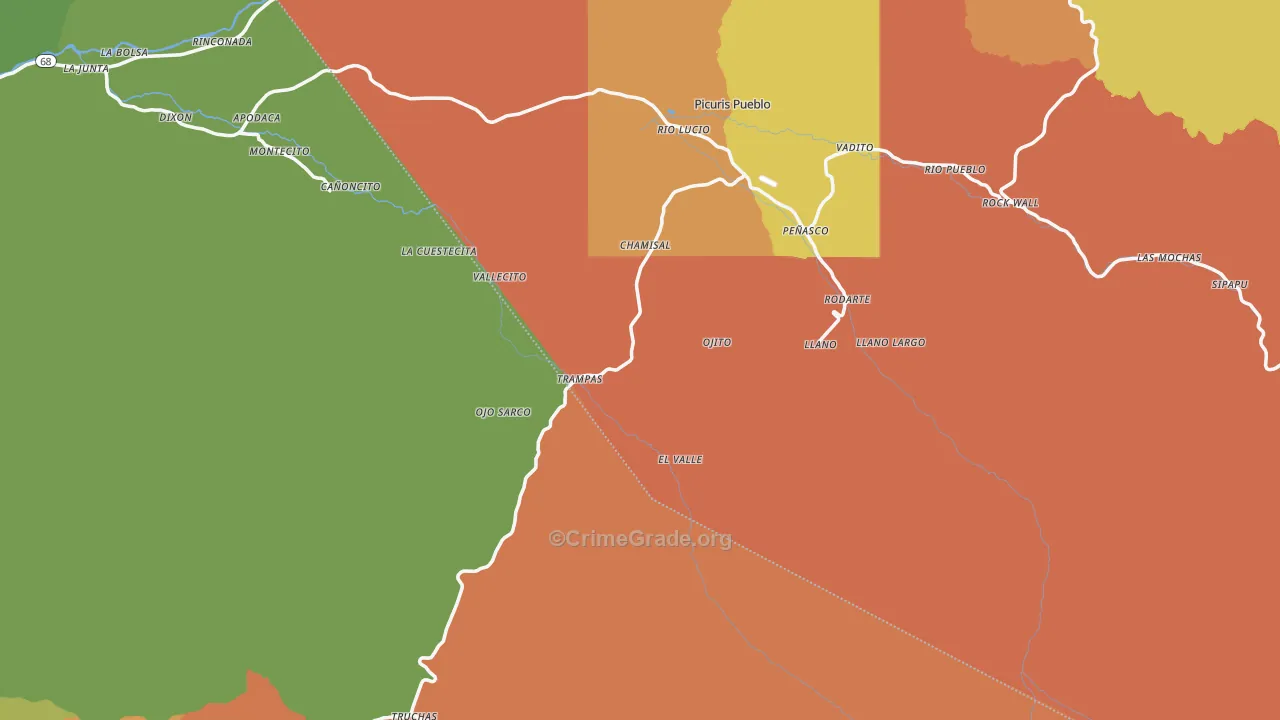 Chamisal, NM Map of Theft Rates