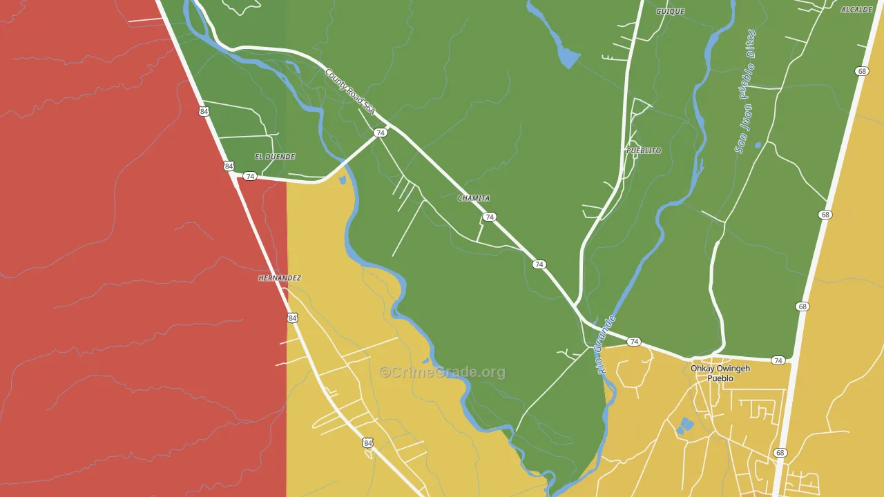 Chamita, NM Map of Theft Rates