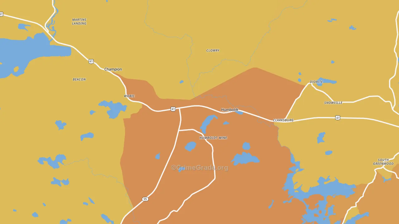 Champion, MI Map of Theft Rates