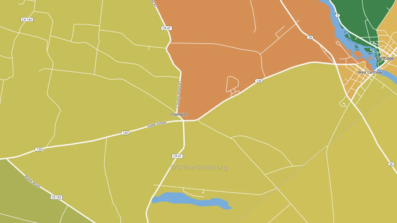 Champion, NY Map of Theft Rates
