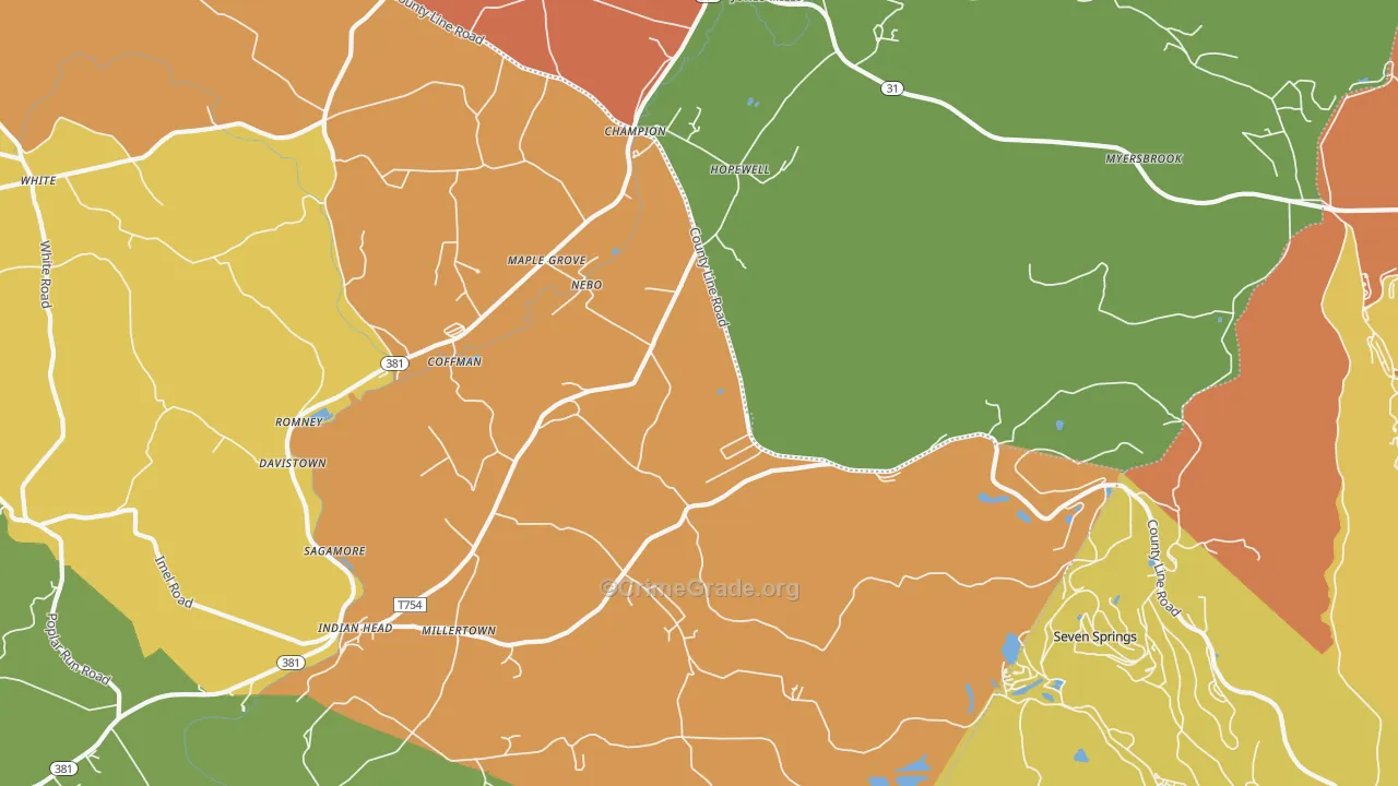 Champion, PA Map of Theft Rates