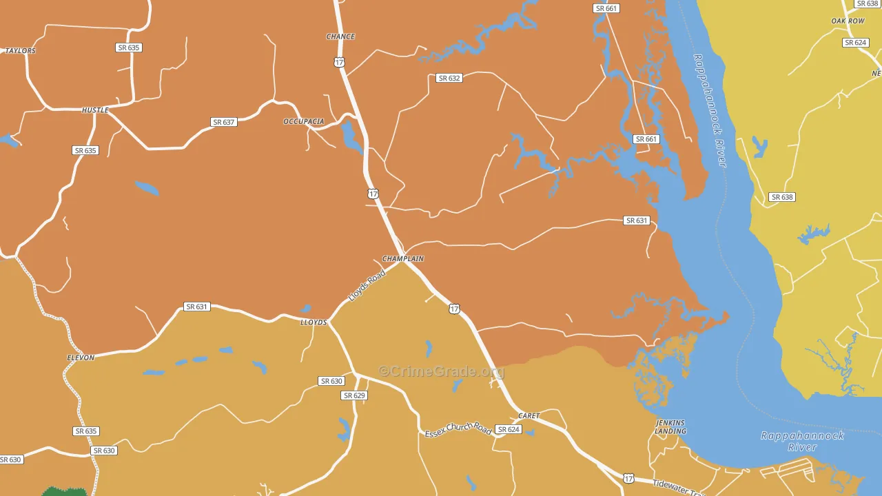 Champlain, VA Map of Theft Rates