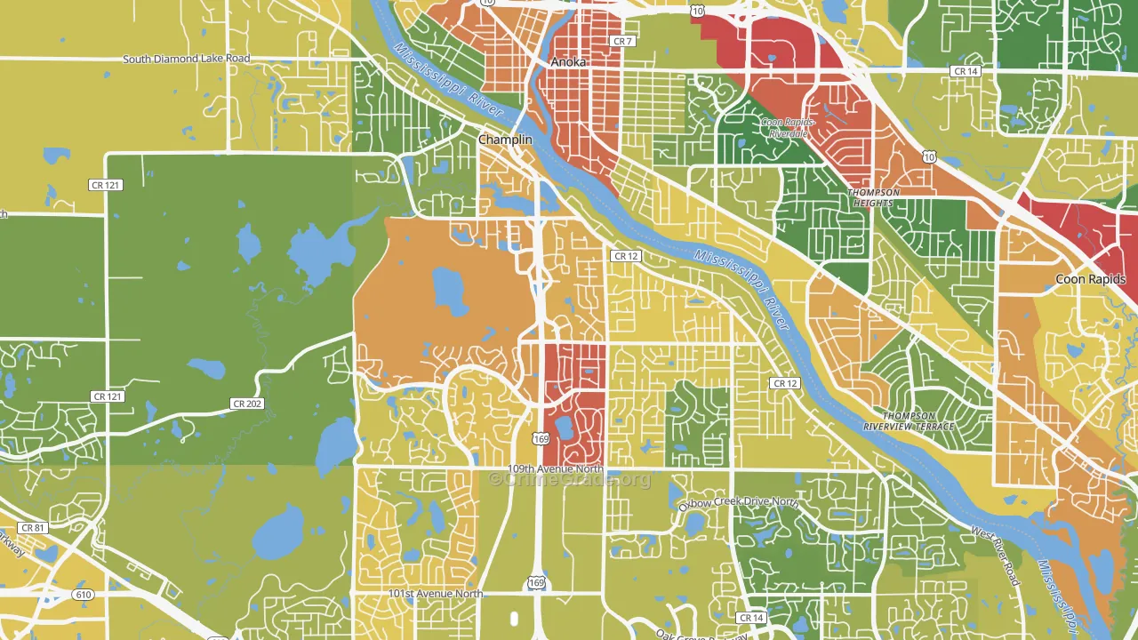 Champlin, MN Map of Theft Rates