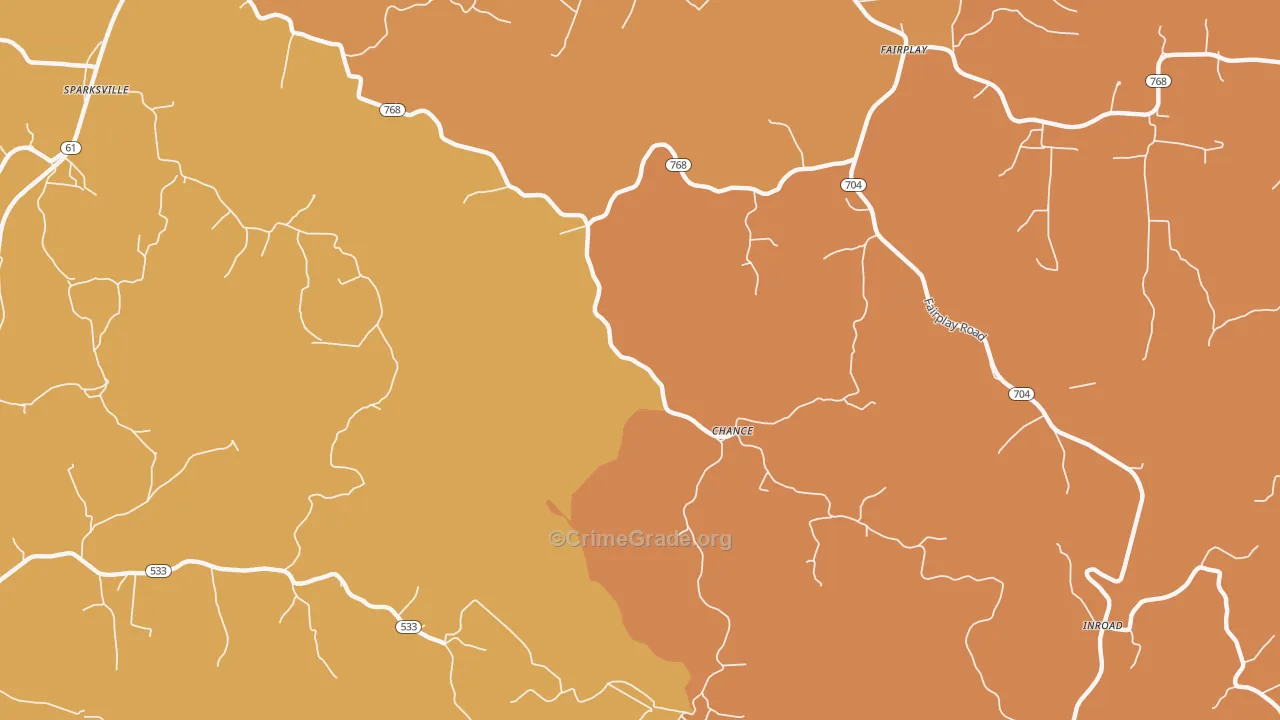 Chance, KY Map of Theft Rates