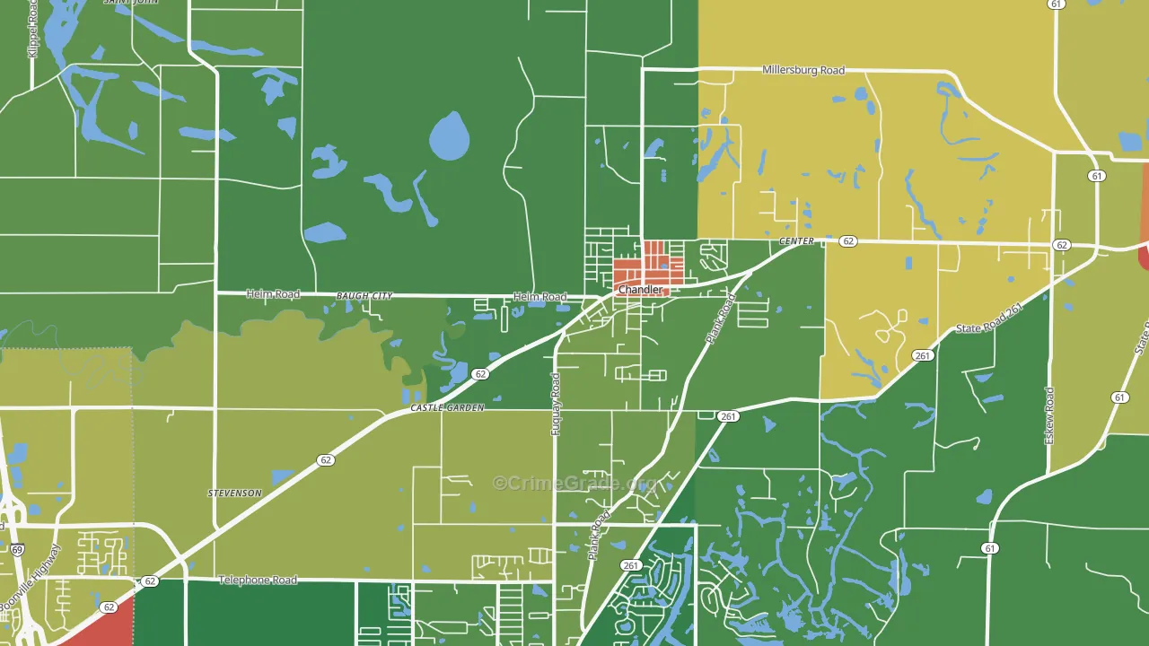 Chandler, IN Map of Theft Rates