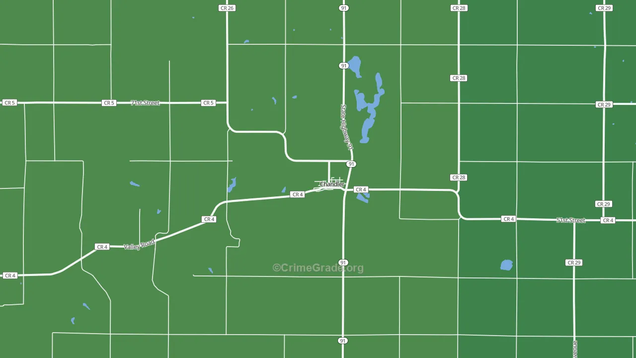 Chandler, MN Map of Theft Rates