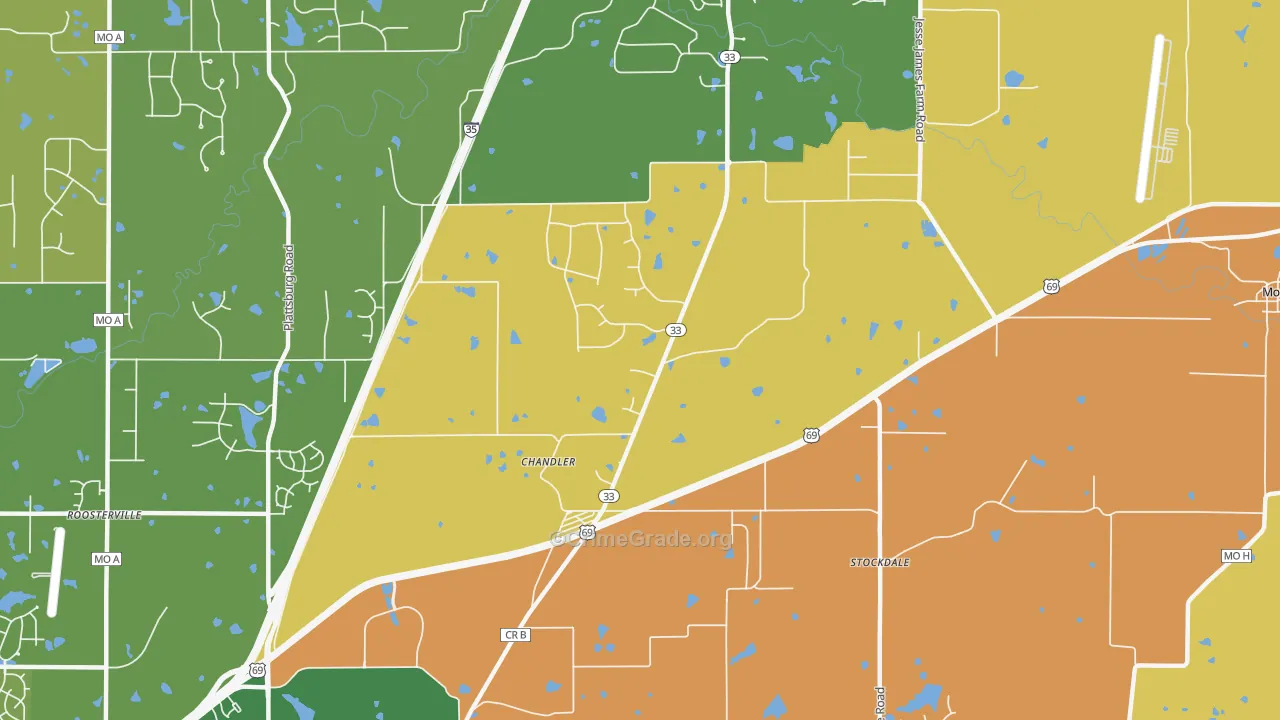 Chandler, MO Map of Theft Rates
