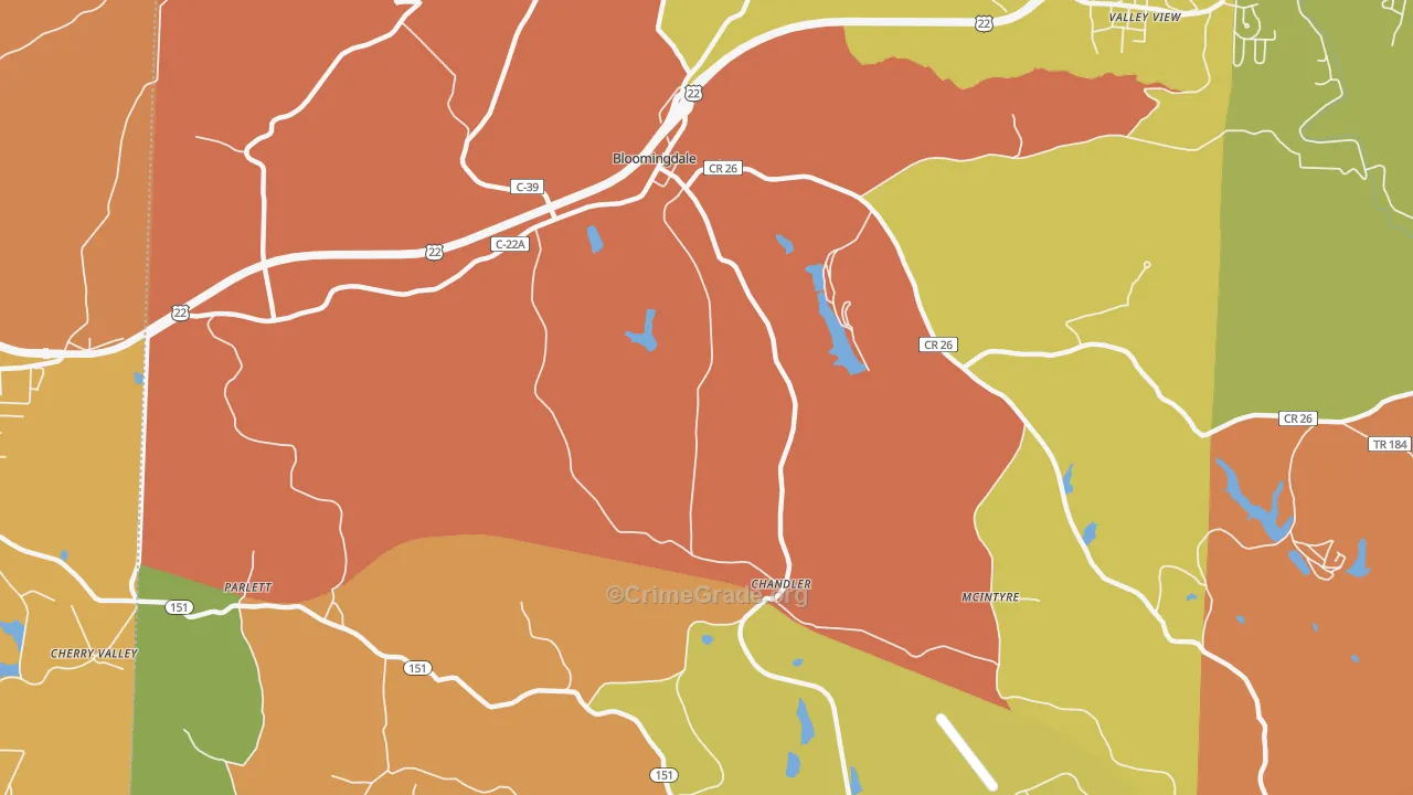 Chandler, OH Map of Theft Rates