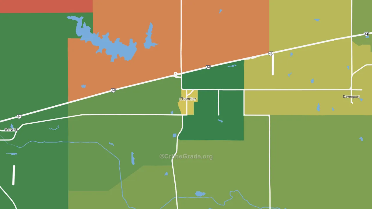 Chandler, OK Map of Theft Rates