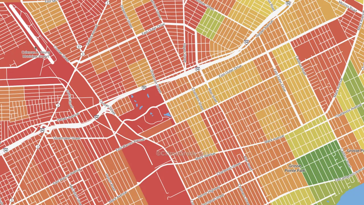 Chandler Park, Detroit, MI Map of Theft Rates