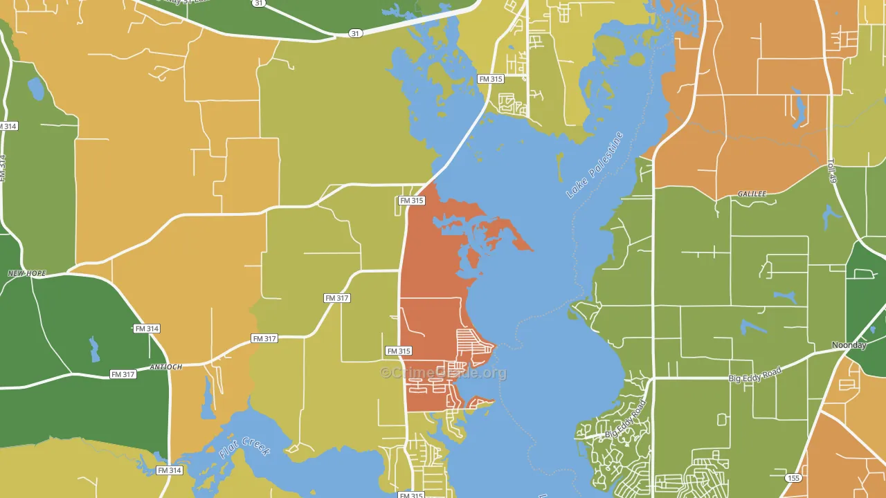 Chandler, TX Map of Theft Rates