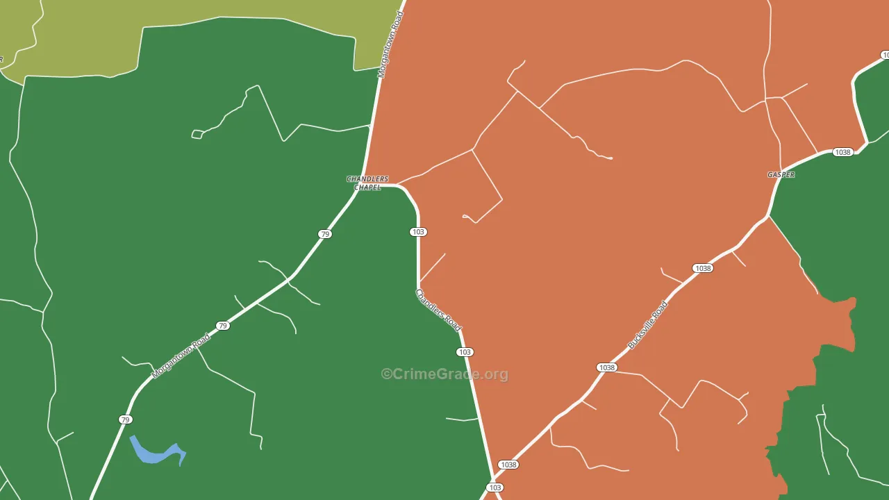 Chandlers Chapel, KY Map of Theft Rates