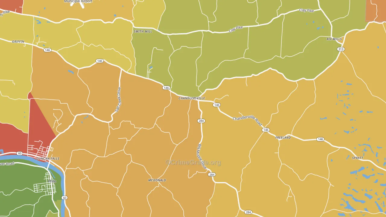 Chandlersville, OH Map of Theft Rates