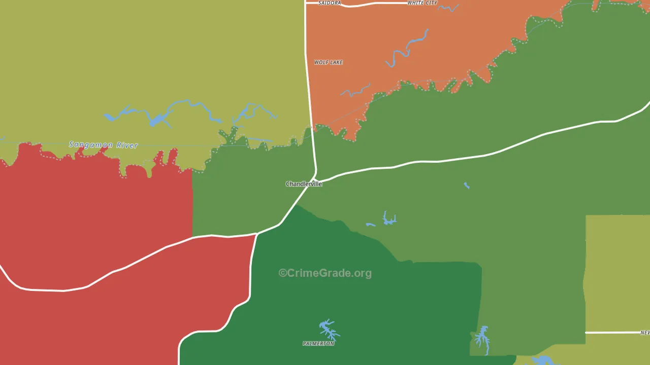 Chandlerville, IL Map of Theft Rates