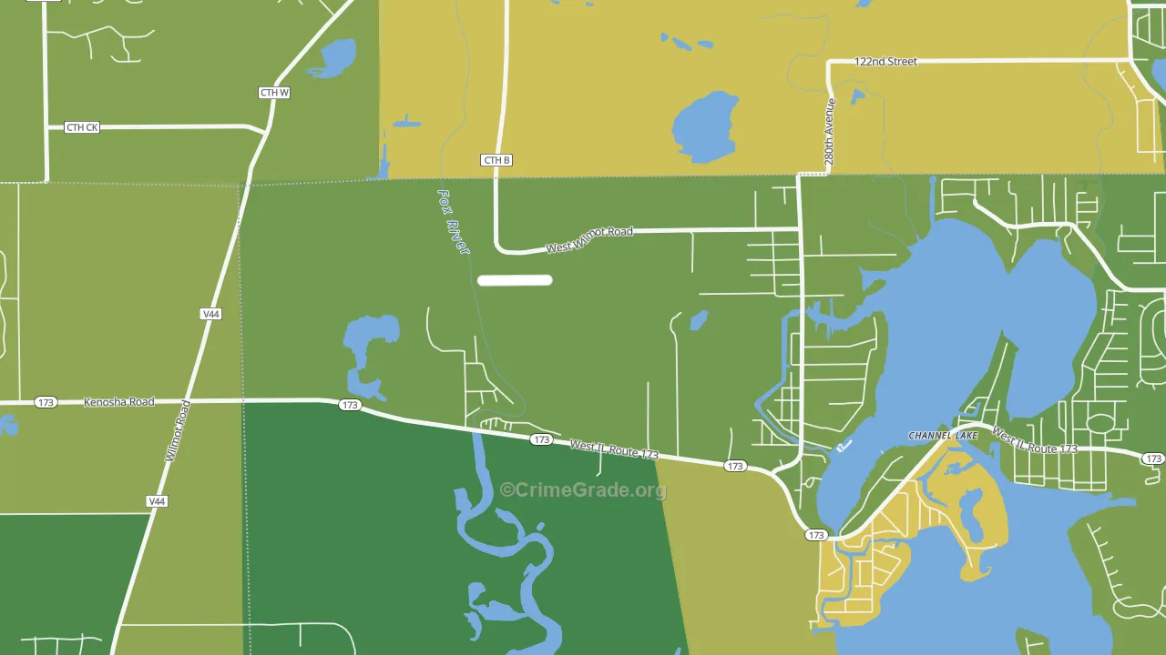 Channel Lake, IL Map of Theft Rates