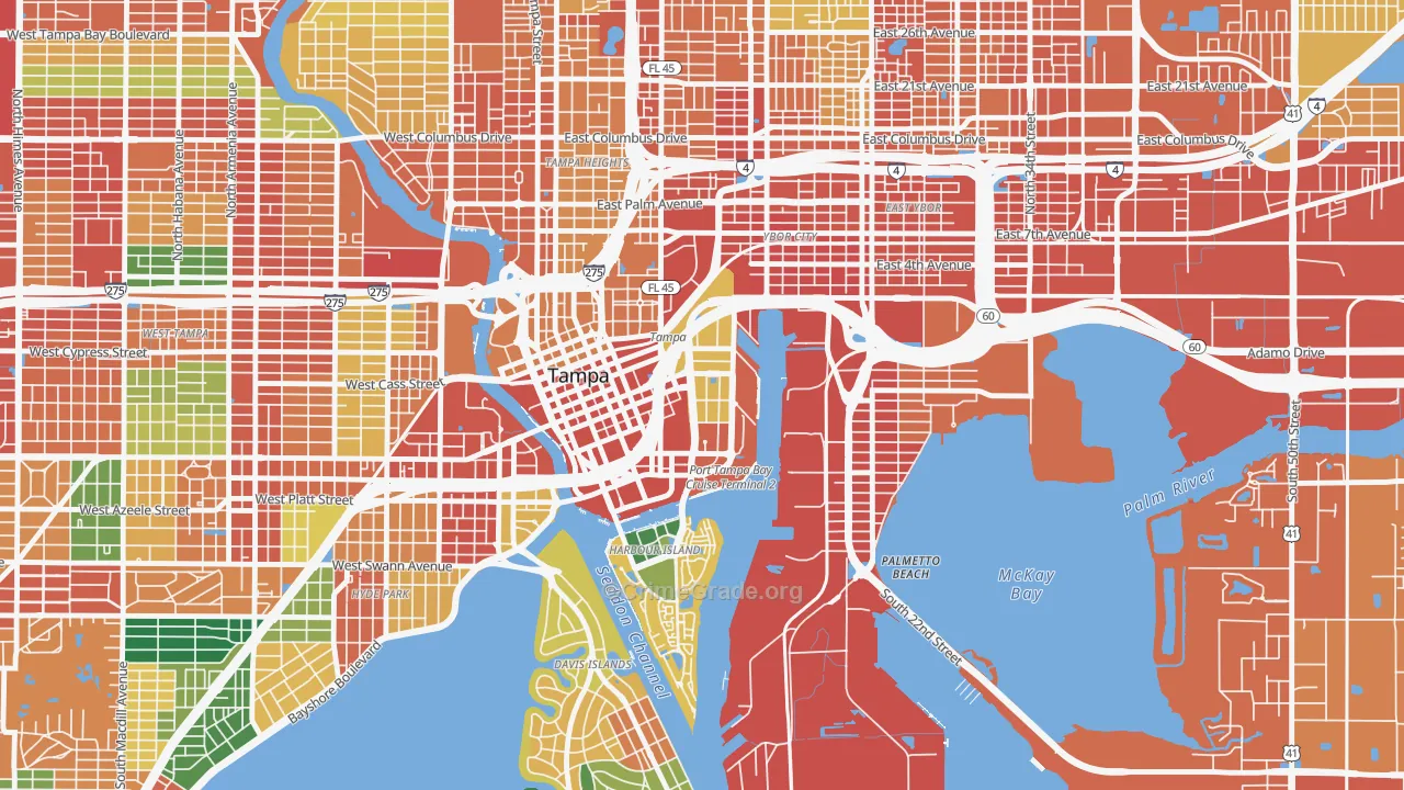 Channelside, Tampa, FL Map of Theft Rates