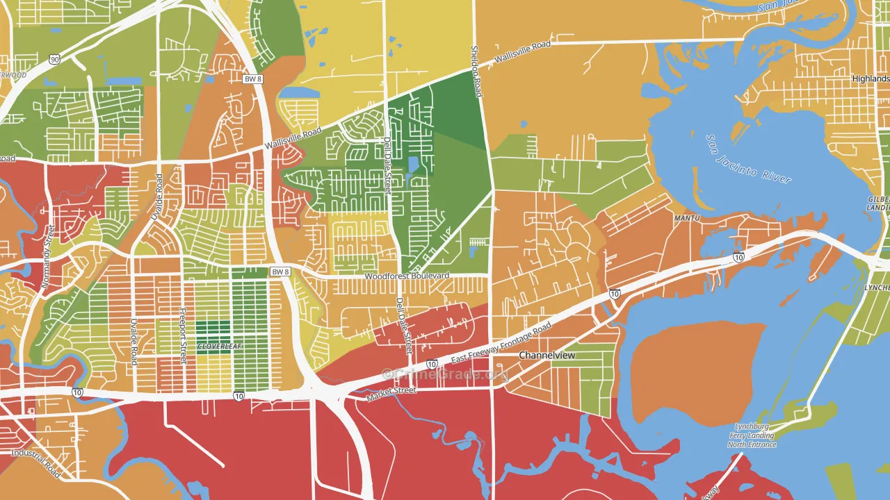 Channelview, TX Map of Theft Rates