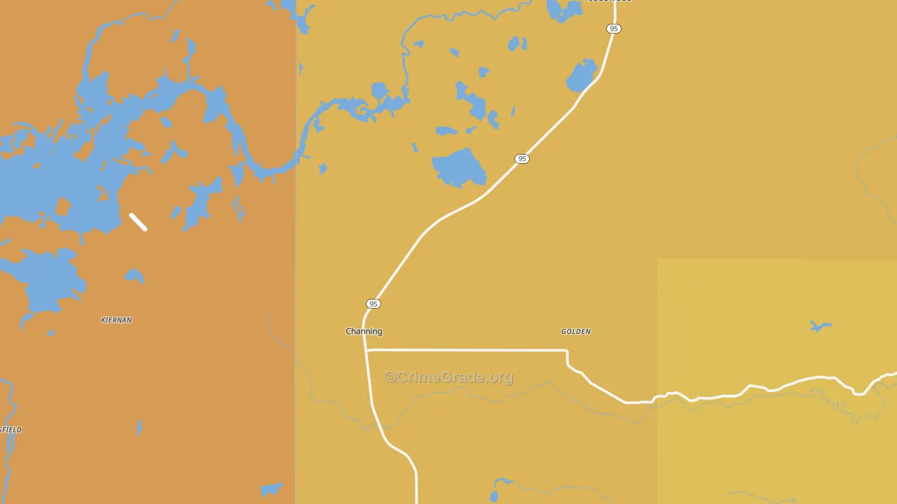 Channing, MI Map of Theft Rates