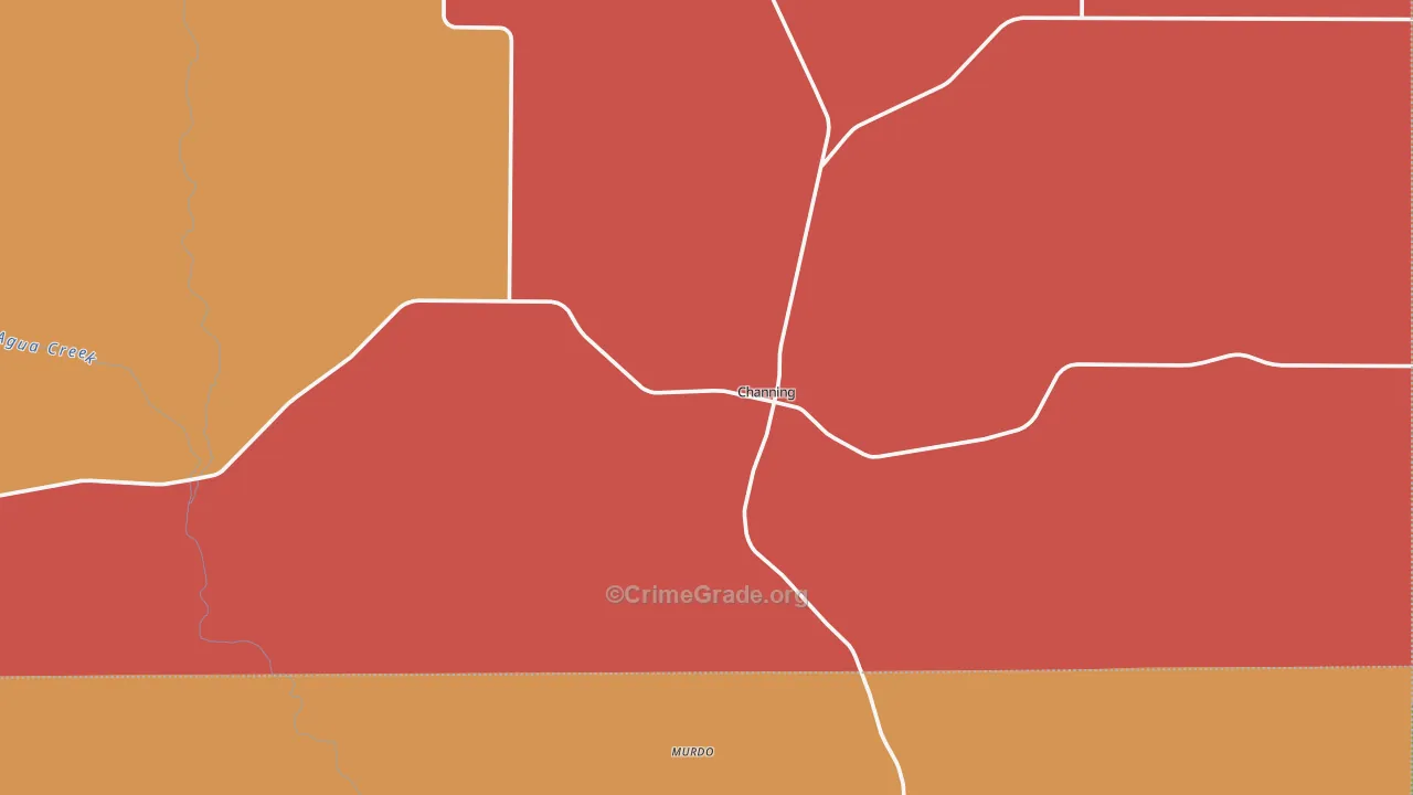 Channing, TX Map of Theft Rates