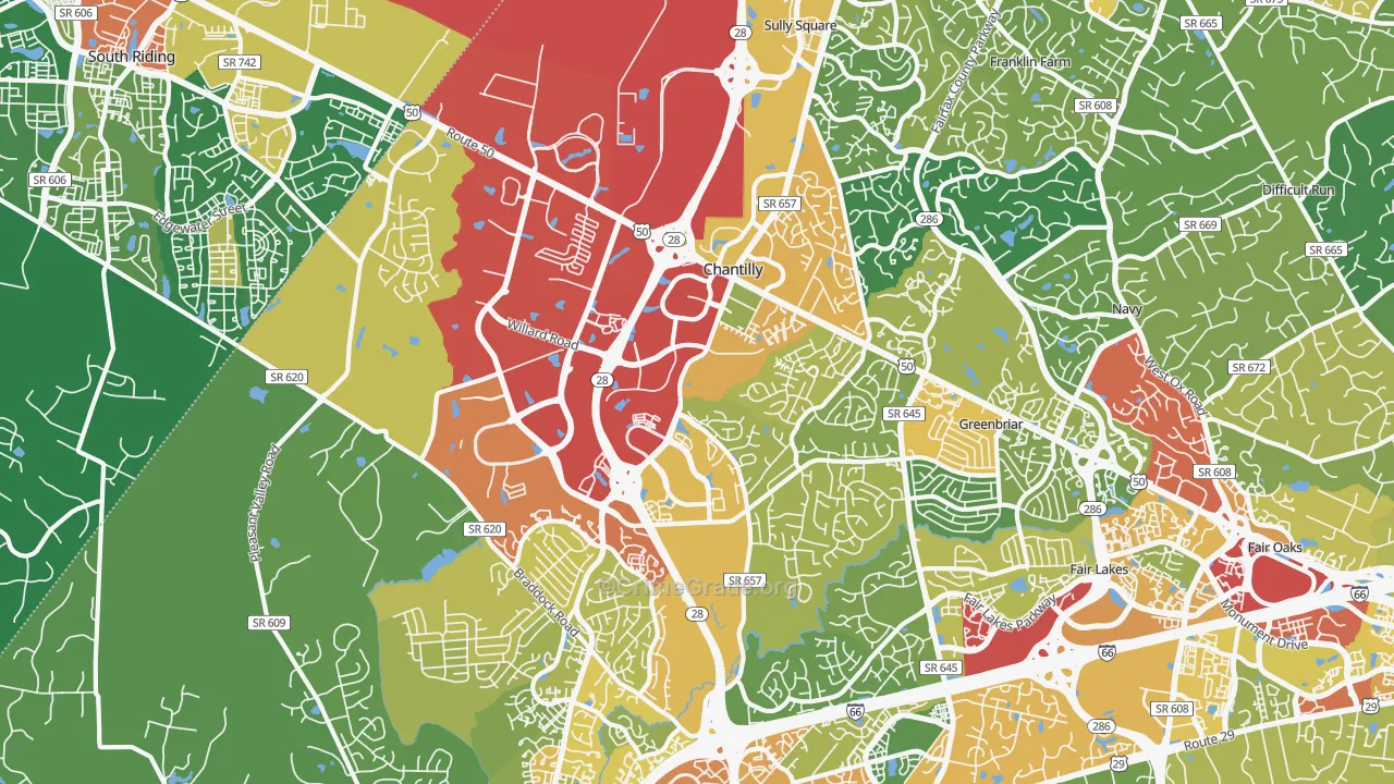 Chantilly, VA Map of Theft Rates