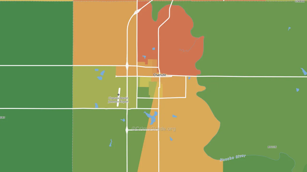 Chanute, KS Map of Theft Rates