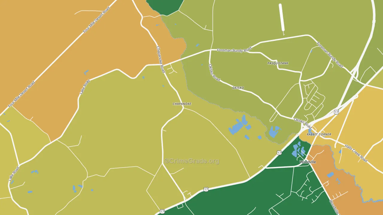 Chapanoke, NC Map of Theft Rates