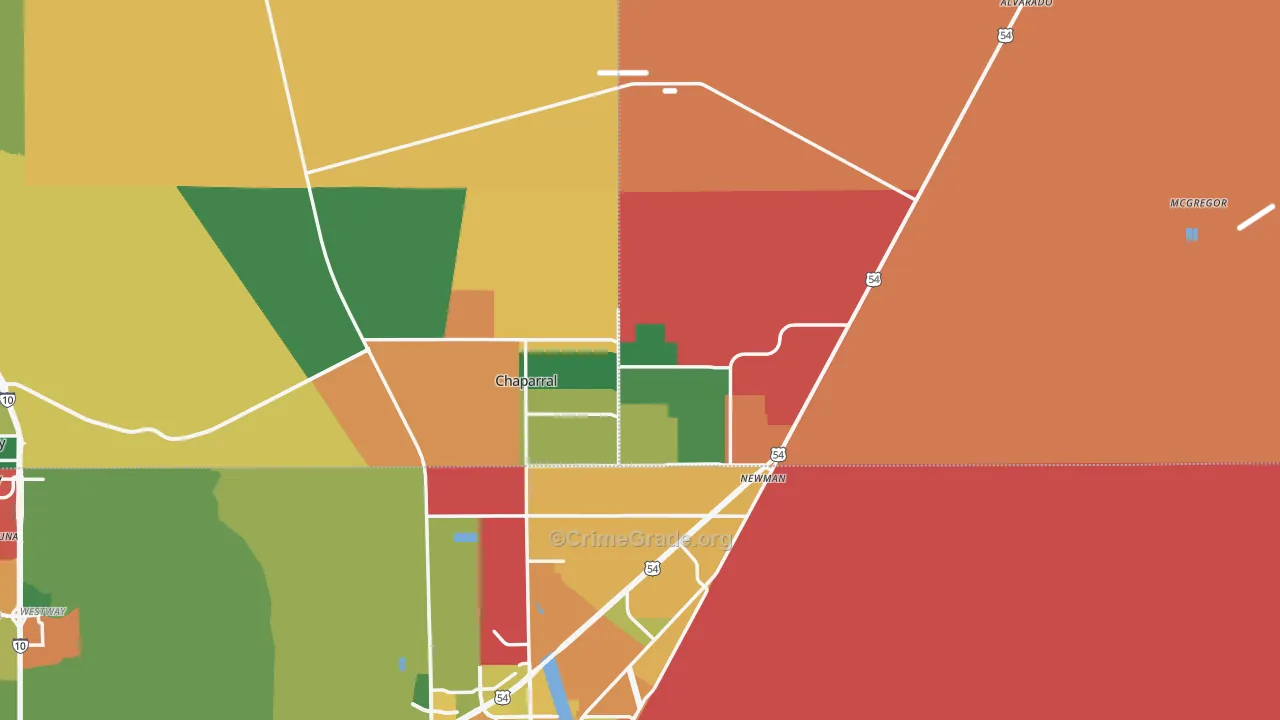 Chaparral, NM Map of Theft Rates