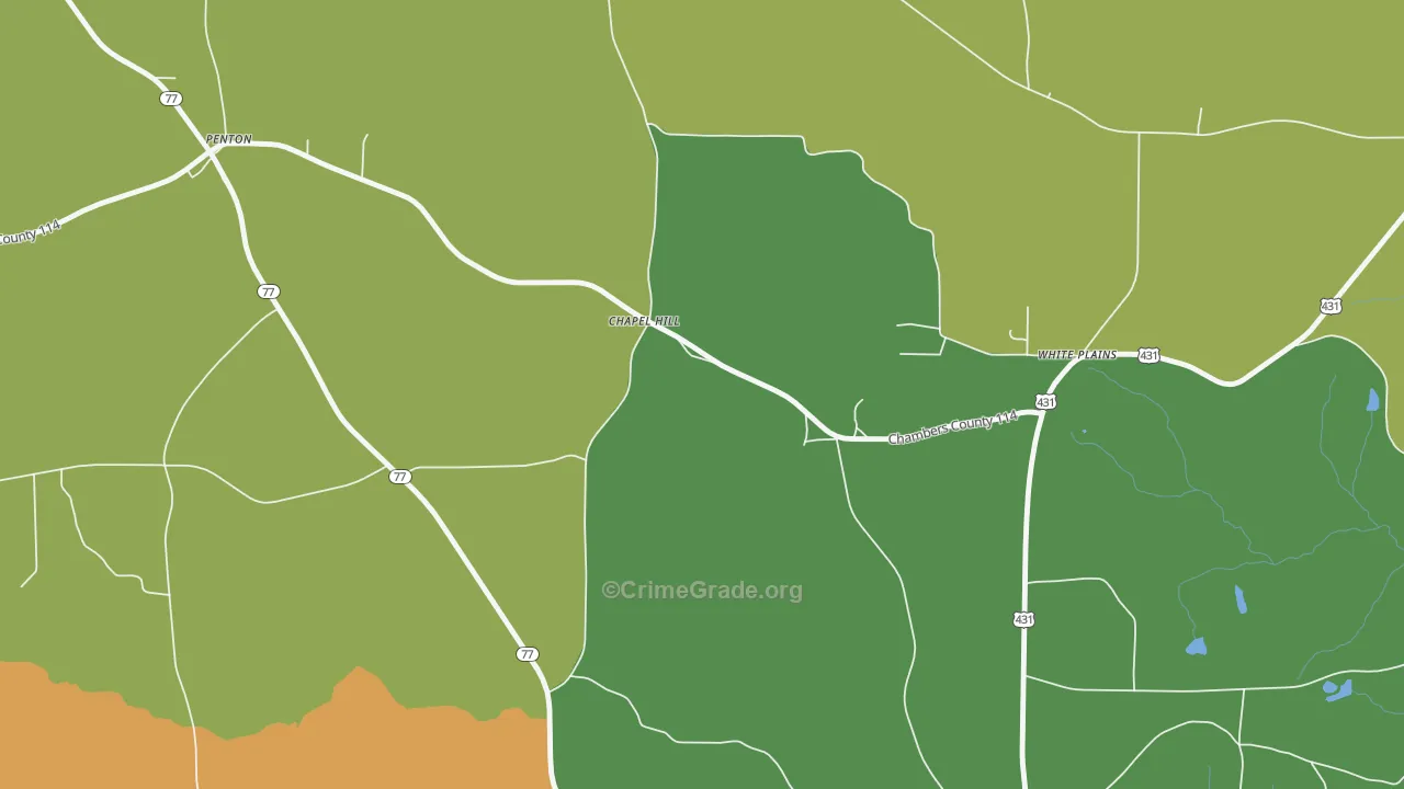 Chapel Hill, AL Map of Theft Rates
