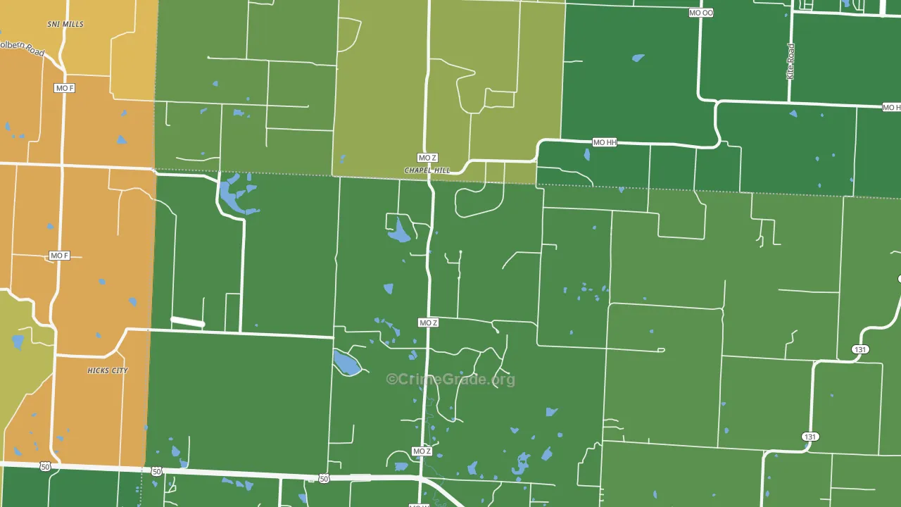 Chapel Hill, MO Map of Theft Rates