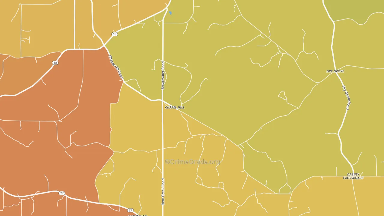Chapel Hill, MS Map of Theft Rates
