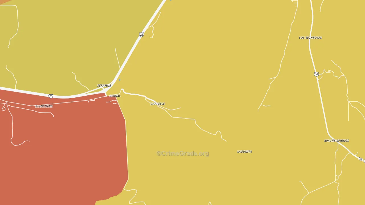 Chapelle, NM Map of Theft Rates