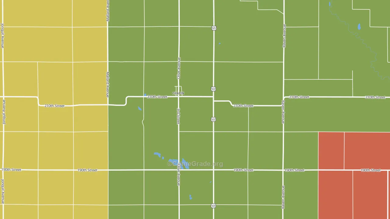 Chapin, IA Map of Theft Rates