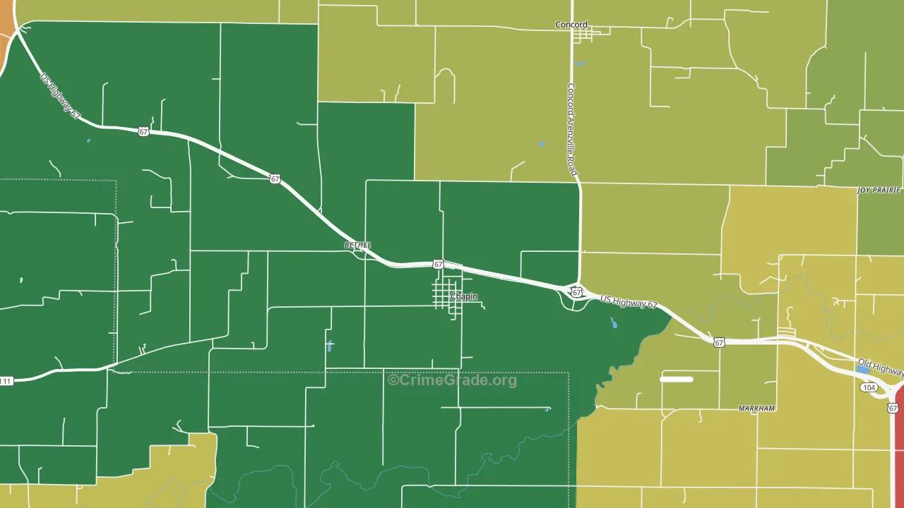 Chapin, IL Map of Theft Rates