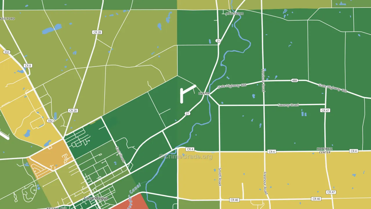 Chapin, NY Map of Theft Rates