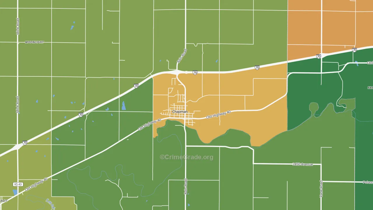 Chapman, KS Map of Theft Rates