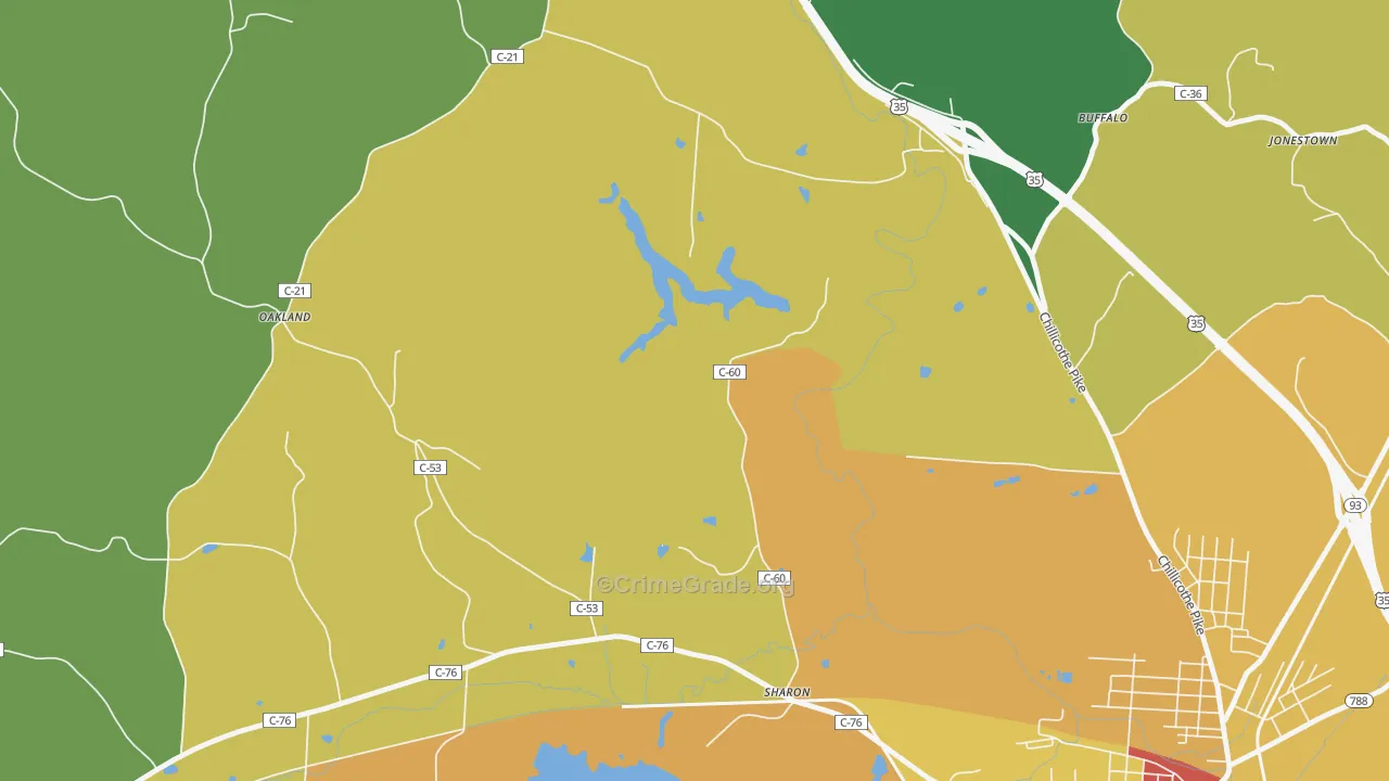 Chapmans, OH Map of Theft Rates