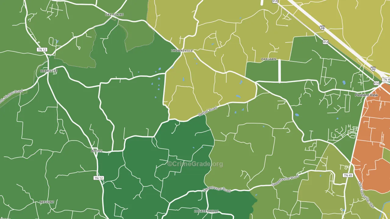 Chapmansboro, TN Map of Theft Rates