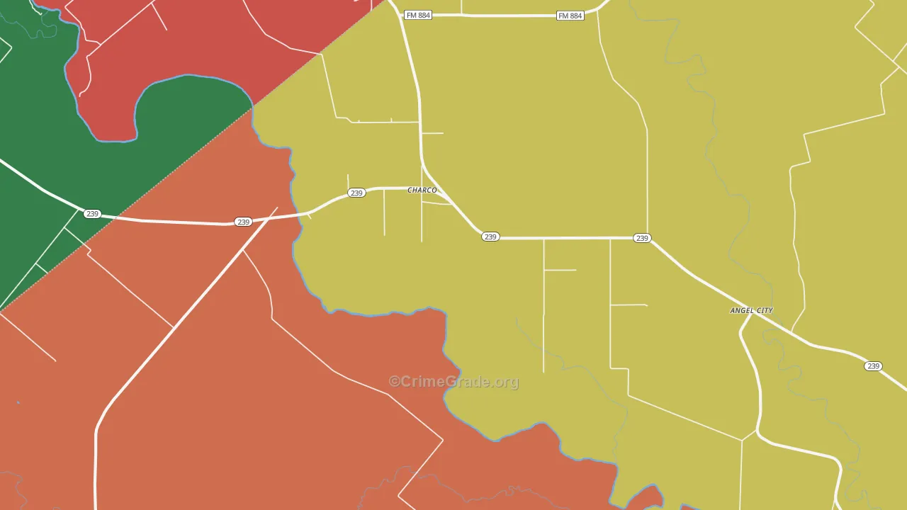 Charco, TX Map of Theft Rates