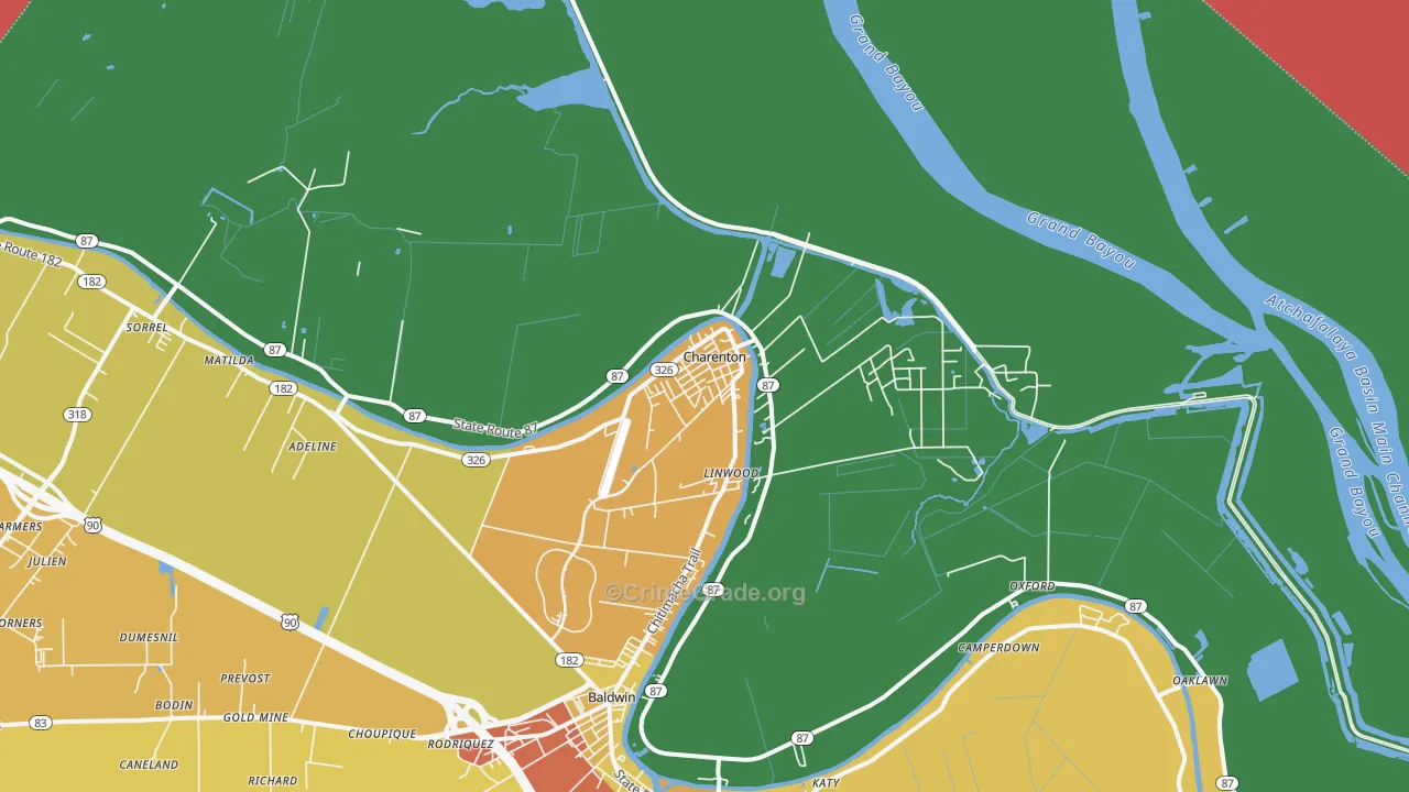 Charenton, LA Map of Theft Rates