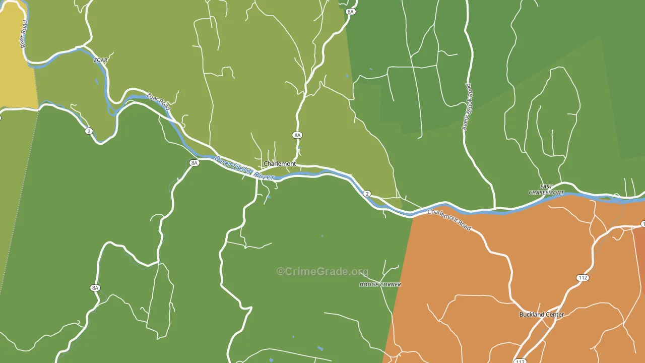 Charlemont, MA Map of Theft Rates