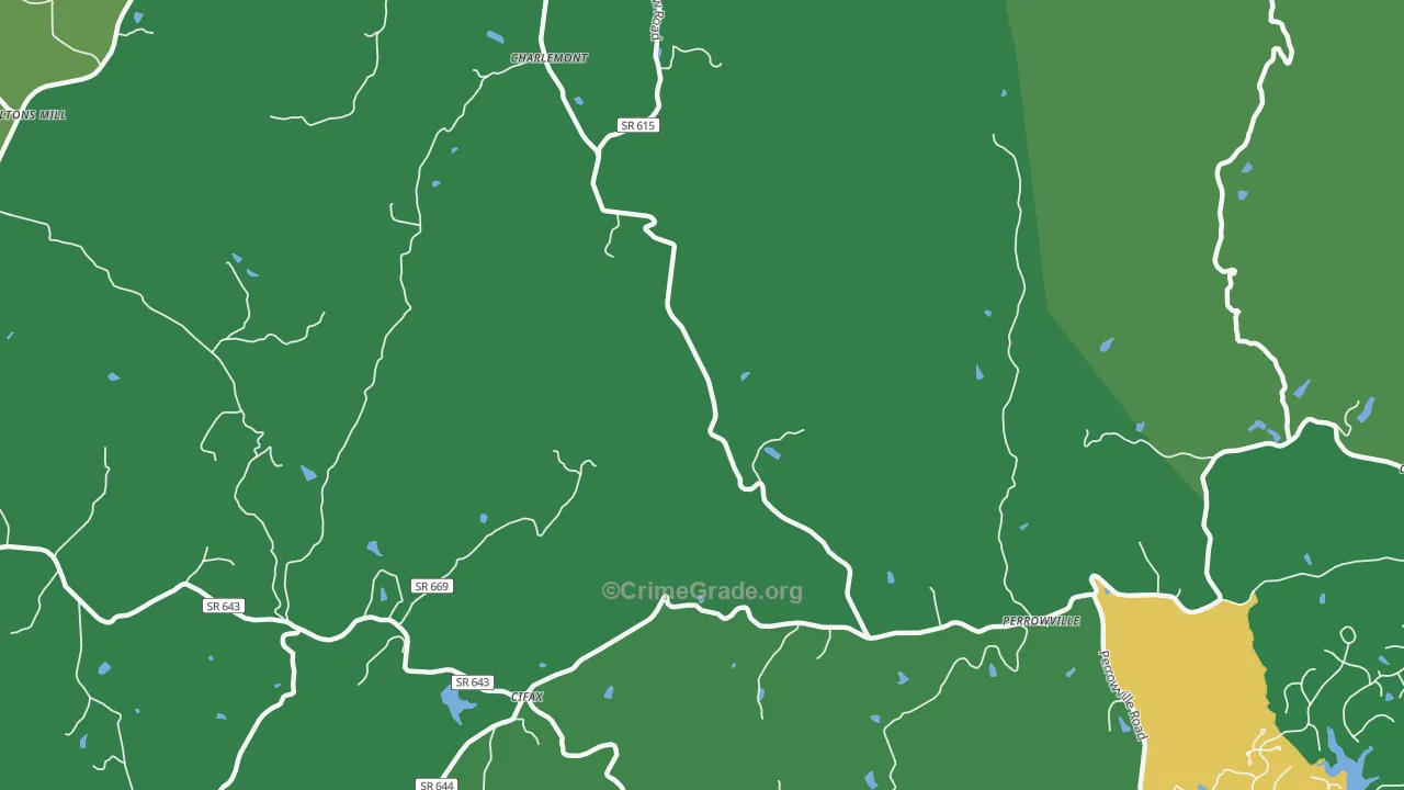 Charlemont, VA Map of Theft Rates